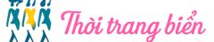 Logo Thời trang biển – biểu tượng chữ hồng và ba người mẫu bikini
